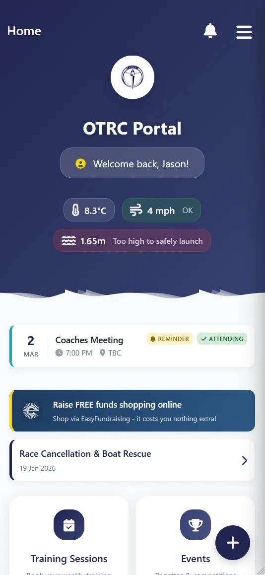 Member portal. Sessions, news and club tools.