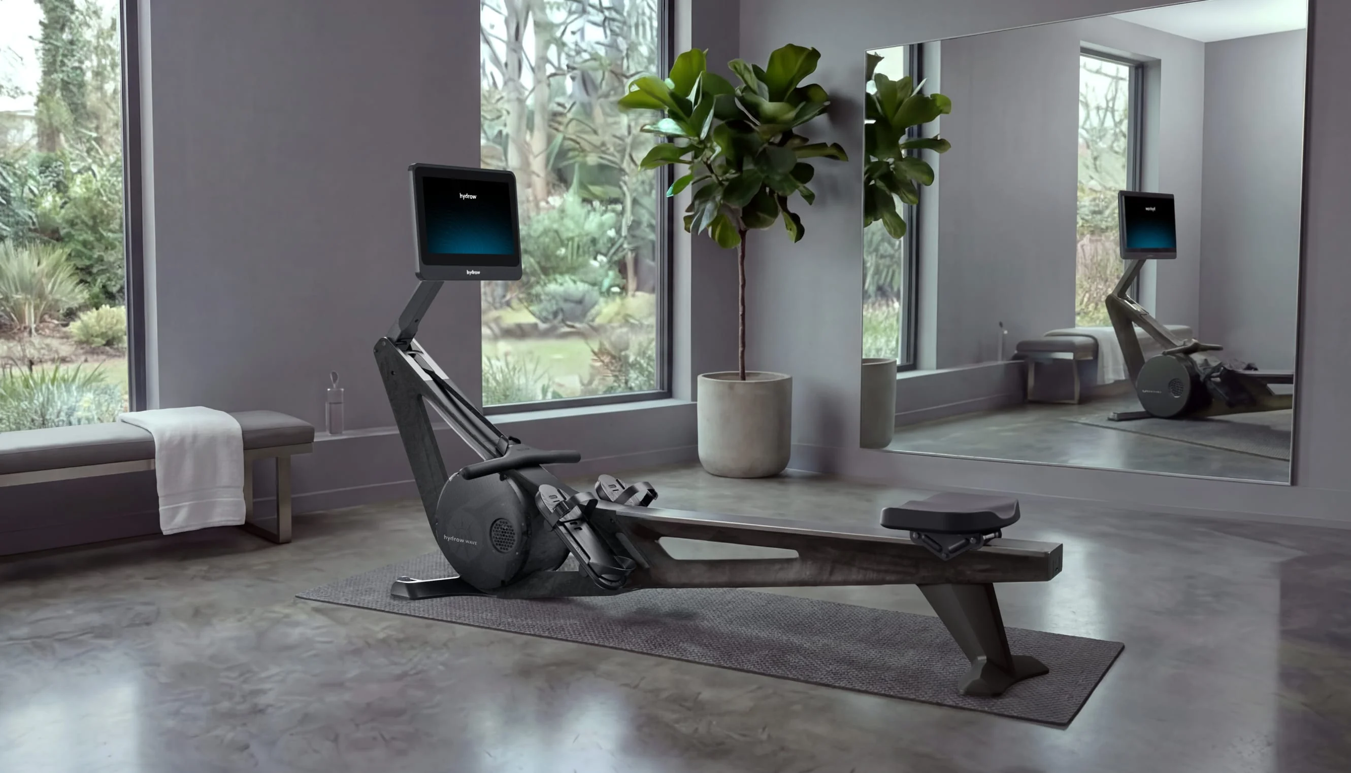 The Hydrow Wave connected rowing machine, photographed by Hydrow
