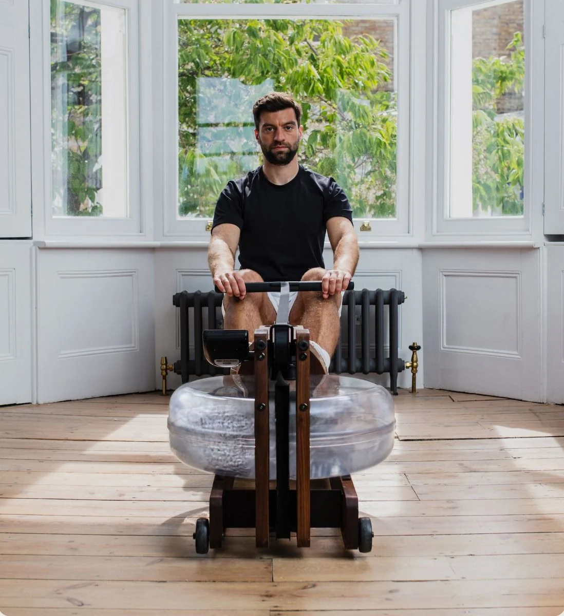 The WaterRower Original Oak rowing machine with S4 monitor, photographed by WaterRower