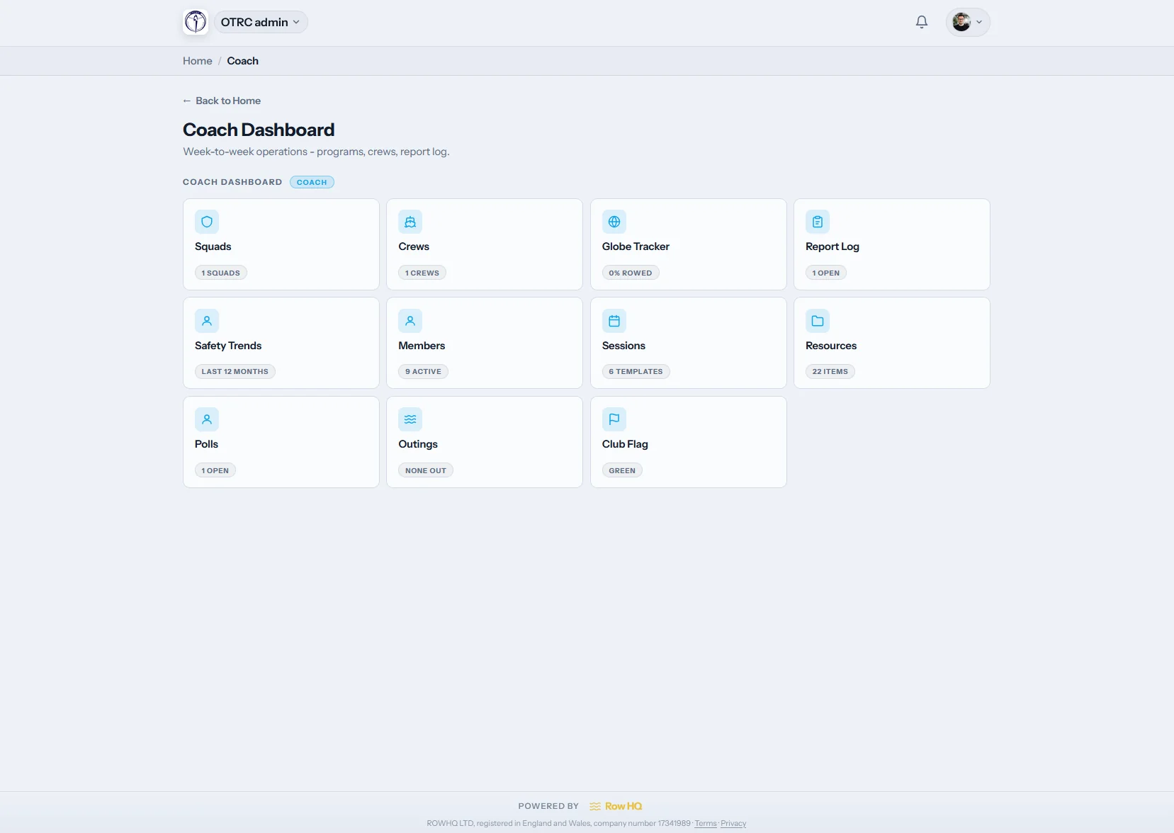 Coach availability and weekly schedule view