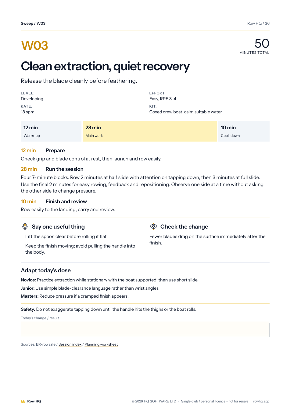A sweep session with extraction cues and safety notes